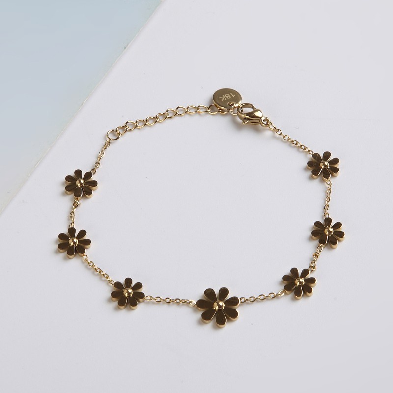 Kalung Titanium steel rose gold 18k Dengan Liontin clover Dua Sisi