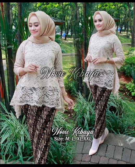 Setelan kebaya bianca / kebaya rinjani mix plisket / kebaya brokat /kebaya bianca-4