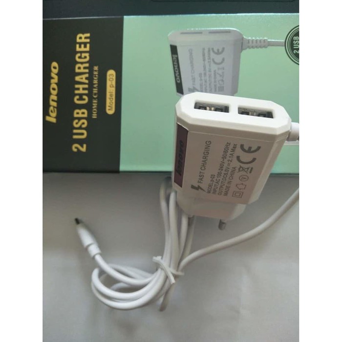 TC Charger Casan LENOVO ORI Original 100% 2USB 2.1A / 2A P-03   Grosir