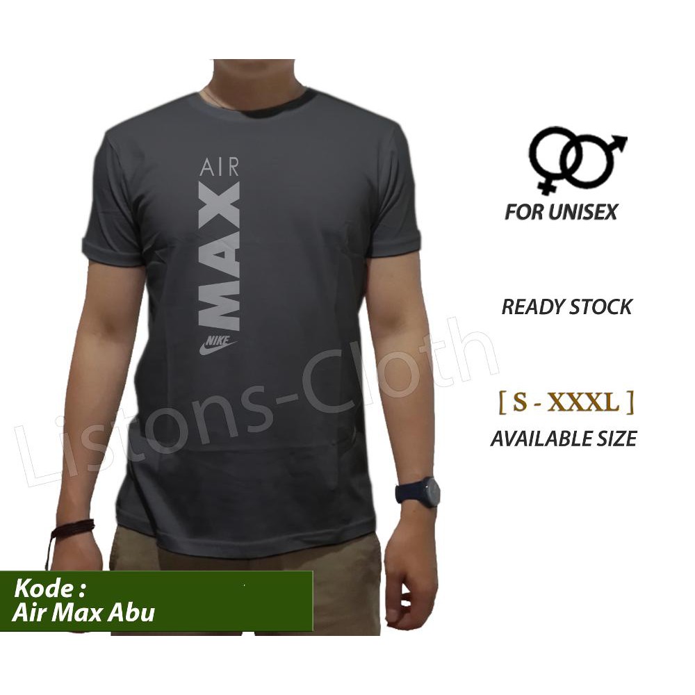 kaos distro nike air max baju sport pria tshirt cowok keren abu