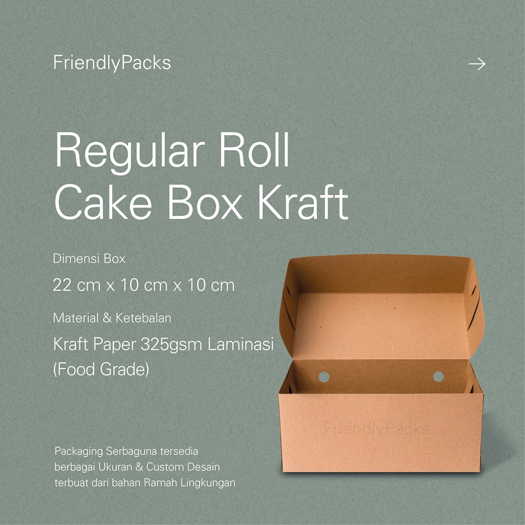 

Regular Roll Cake Box Packaging Kraft / Kotak Kue Bolu Gulung / Dus Kue