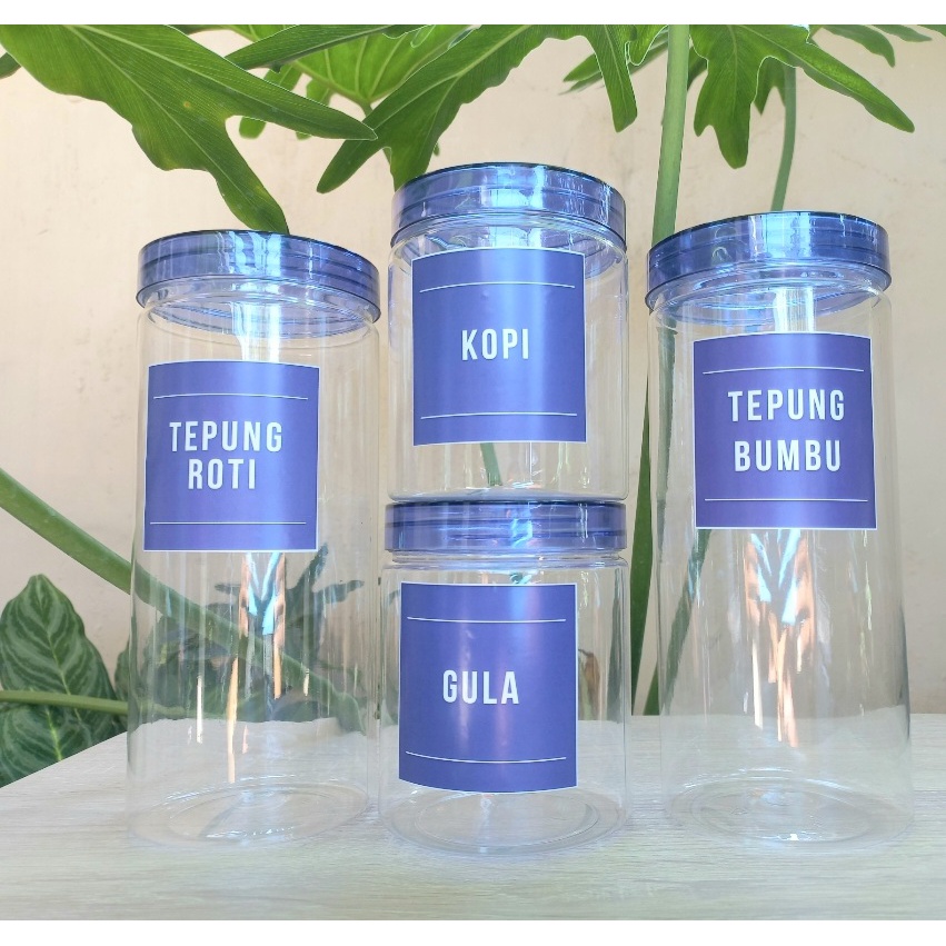 Toples bumbu dapur ungu bahan plastik seasoning set free stiker