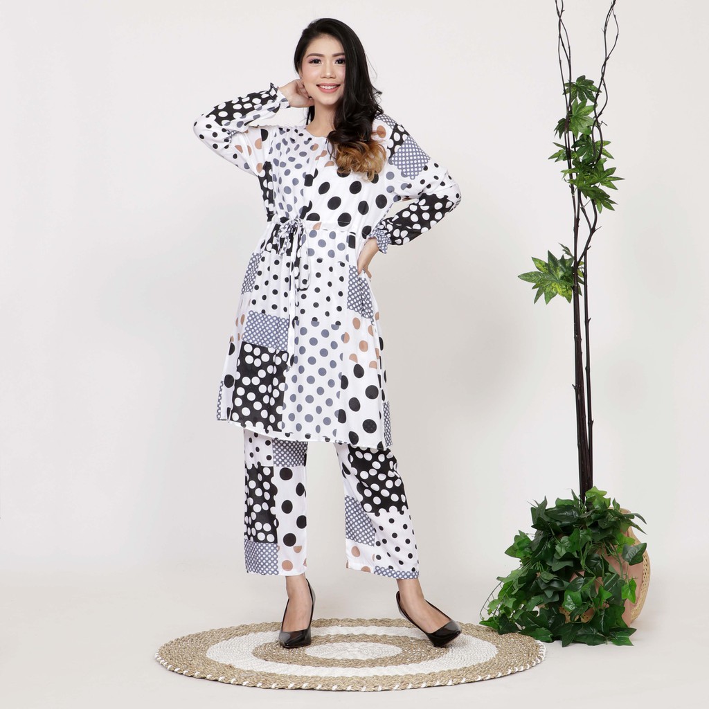 ZAYA - STELAN POLKADOT ONE SET RAYON WANITA/ SETELAN SIZE XL, 3XL, 8XL