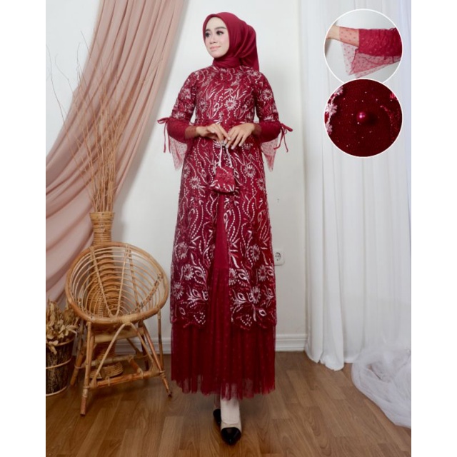 gamis tile tutu sarila / gamis dotty / gamis pesta muslimah / baju lebaran / gamis brokat