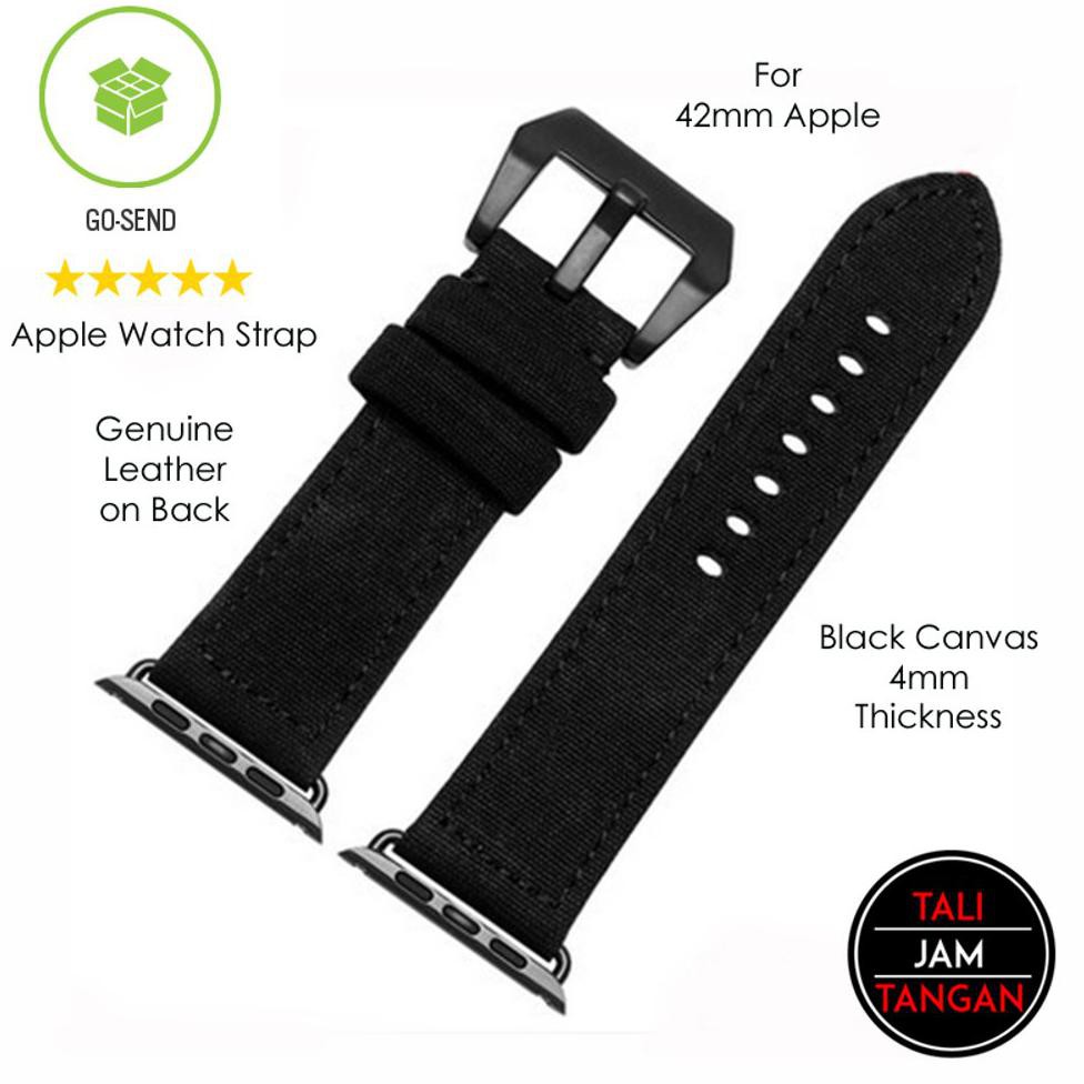 Tali Jam Tangan Apple Watch (Apple Watch Strap) Black Canvas 42Mm Friska.Olshop2