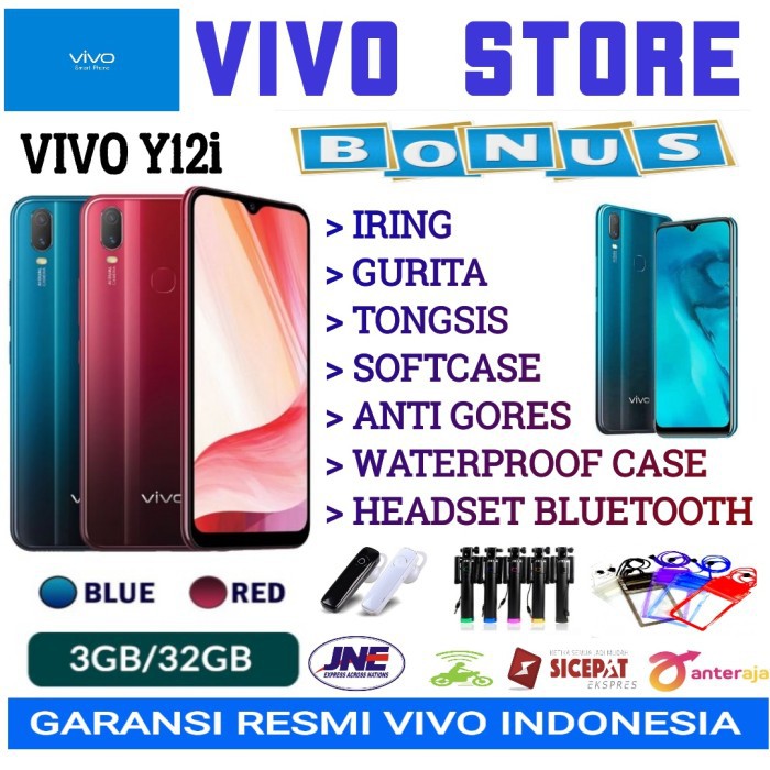 Handphone Hp Vivo Y12i Ram 3 32 Gb Garansi Resmi Vivo Indonesia Biru No Bonus Shopee Indonesia