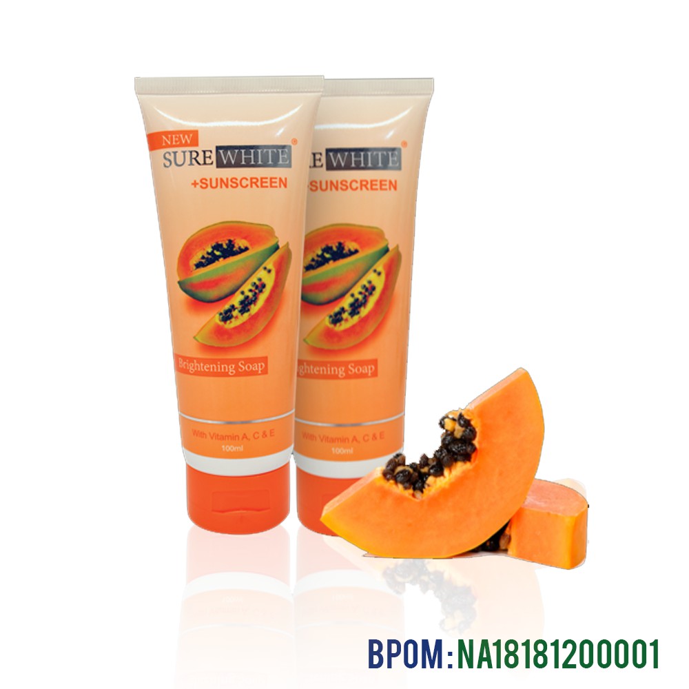Sabun Cuci Muka Pepaya Papaya Surewhite Facial Foam Brightening Soap Foam - 100 ml