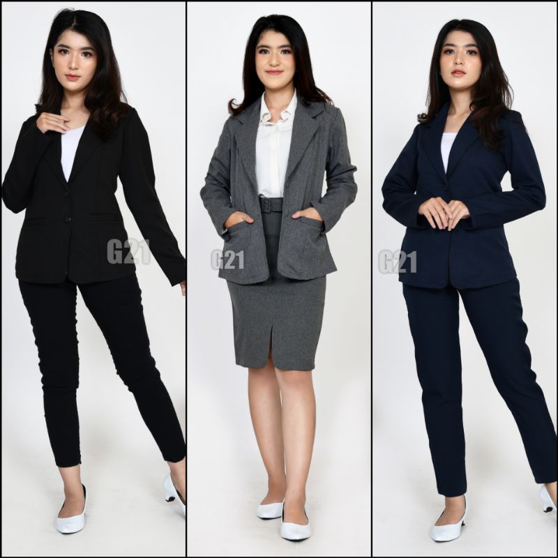 Blazer Hitam Formal Kerja Kantor Wanita 01