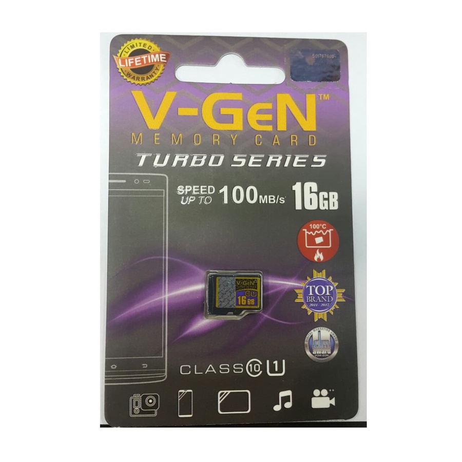 Memory Card Micro SD V-GEN 16 GB Class 10 Speed 100 MBPS Turbo Series