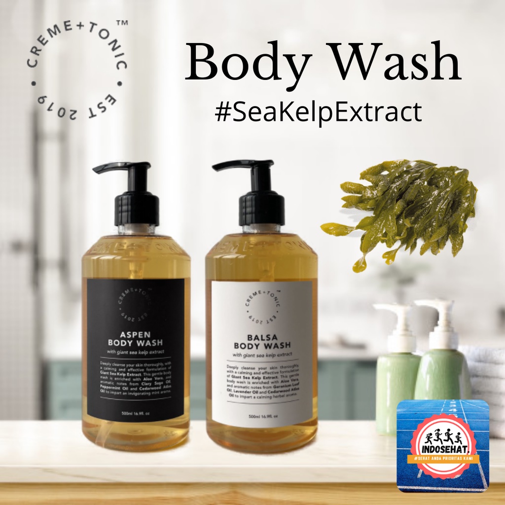 CREME AND TONIC Body Wash Shower Gel with Sea Kelp - Sabun Mandi Pembersih Pelembab Badan Premium