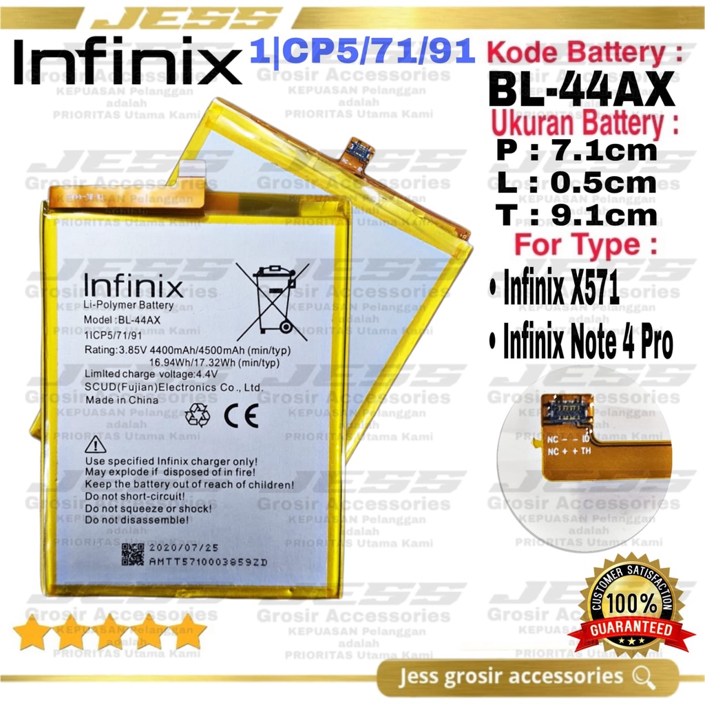 Baterai Battery Original Infinix BL-44AX BL44AX For Hp INFINIX NOTE 4 PRO - X571