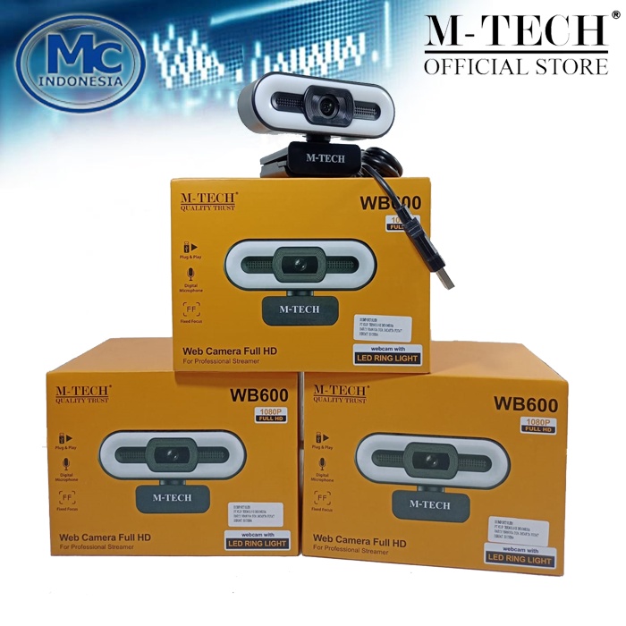 M-TECH Webcam WB600 / WB-600 Web Camera 1080P Full HD With Microphone