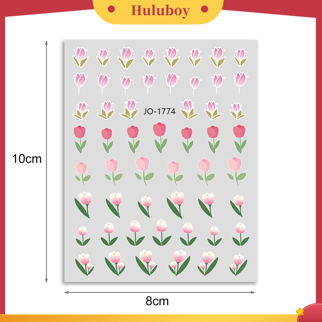 Huluboy Huluboy♡ Stiker Kuku Motif Bunga Tulip Untuk Nail Art DIY