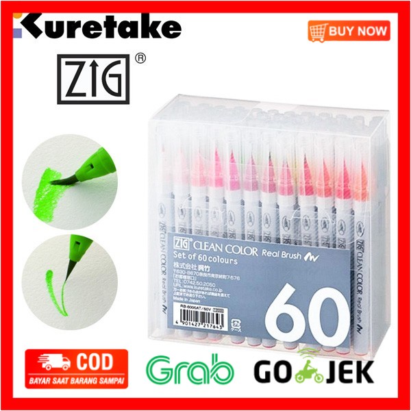

(BISA COD) Kuretake Clean Color Real Brush Pen - 60 Color Set