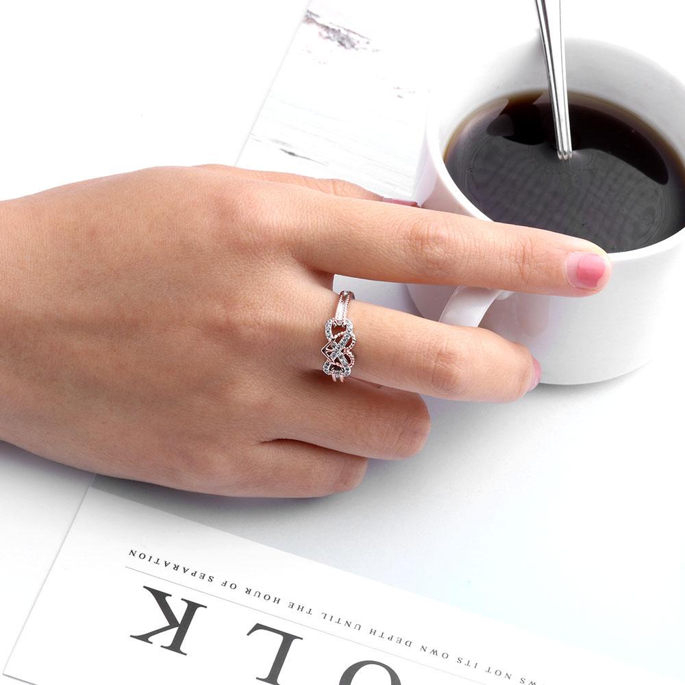 Lily Heart Infinity Rings Perhiasan Tunangan Pernikahan Two Tone