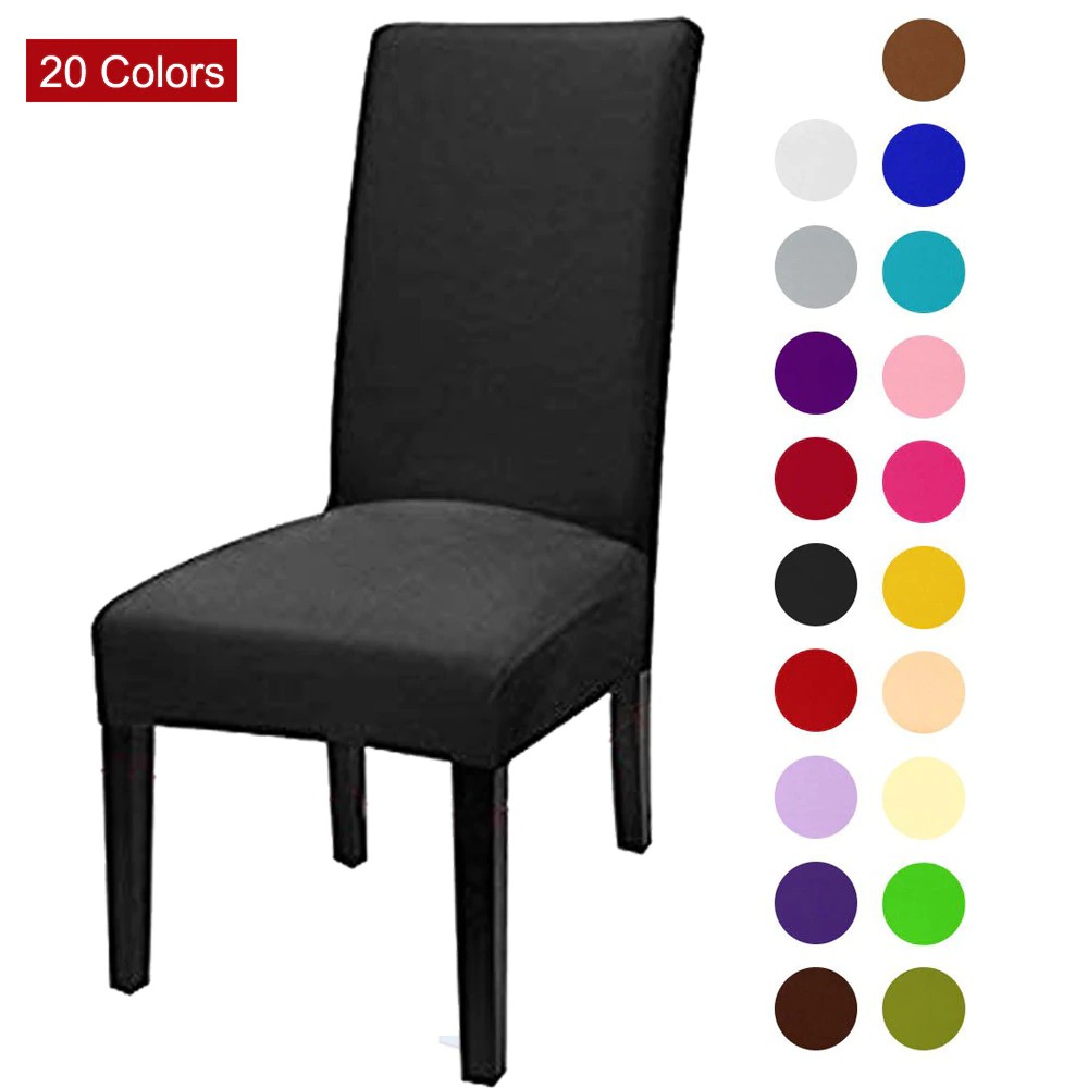 Jual Solid Color Chair Cover Spandex Stretch Elastic Slipcovers Chair Covers White For Dining Room Shopee Indonesia