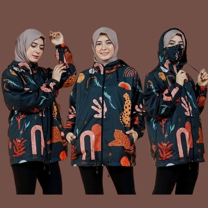jaket parasut wanita printing motif baru
