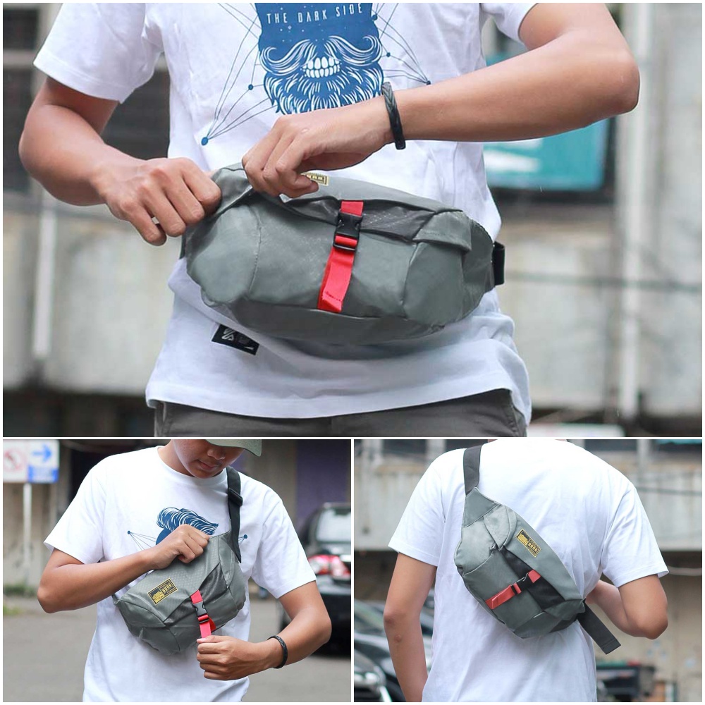 Tas Selempang Pria Waist bag Tas Pinggang Cowok Sling Bag Distro Utaru Original Series Size Sedang Multifungsi