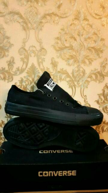 Sepatu Converse CT Full Black Mono Import  Hitam Polos Sekolah Kerja Kuliah Formal Resmi Pria Wanita