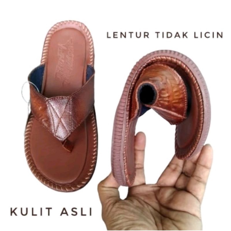 sandal pria/sandal kulit pria/sandal japit kulit/sandal flat/sandal kasual/sandal cod/sandal terlaris/sandal termurah