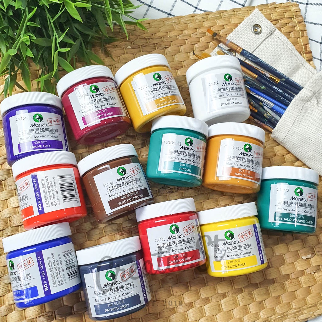 

MARIES Acrylic Paint 100 Ml Acrylic Colour Satuan Cat Lukis Akrilik