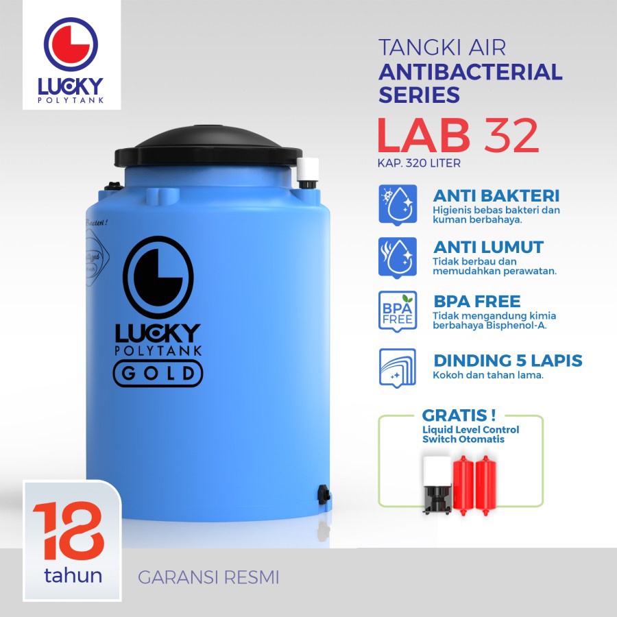 Tangki Air LUCKY Anti Bakteri Ukuran 310 - 1100 Liter | Toren Air | Tandon Air | Lucky Polytank
