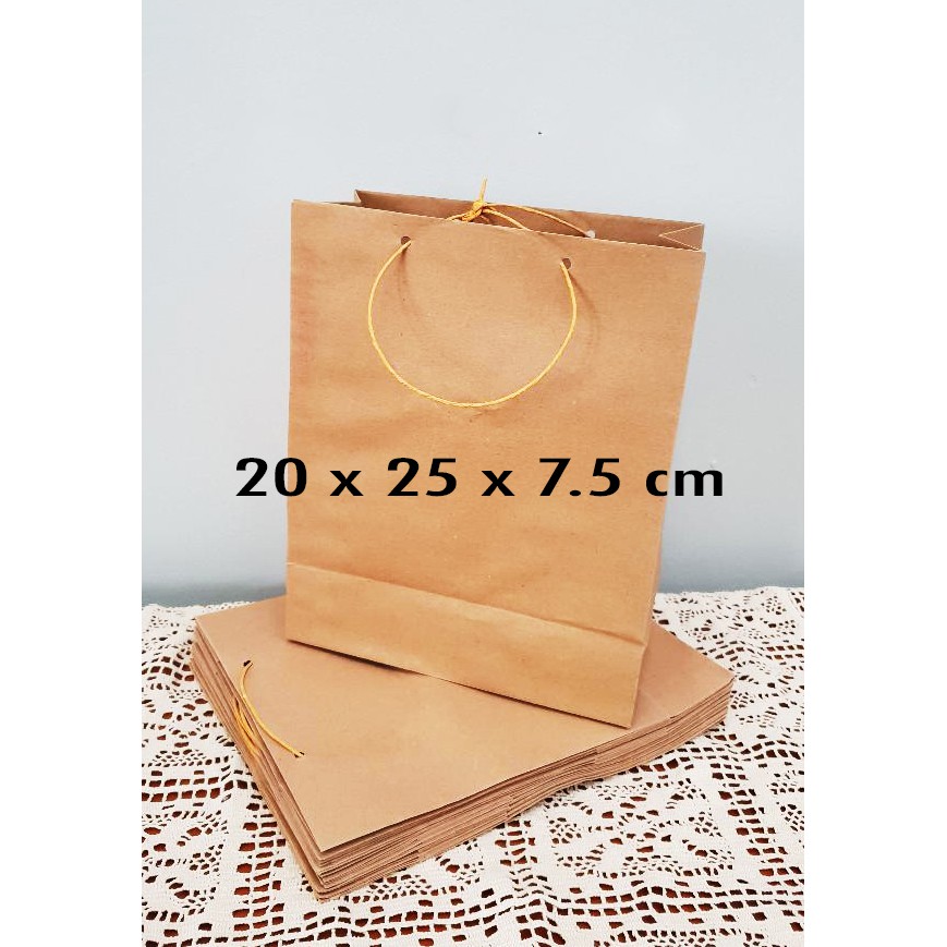 

paper bag polos paperbag coklat ukuran 20 x 25x7,5 tas kertas samson kraft goodie bag shopping murah