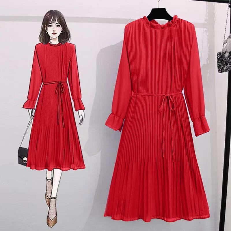 Large women's dress 2021 spring and autumn new fat mm medium and long style fashion temperament fore