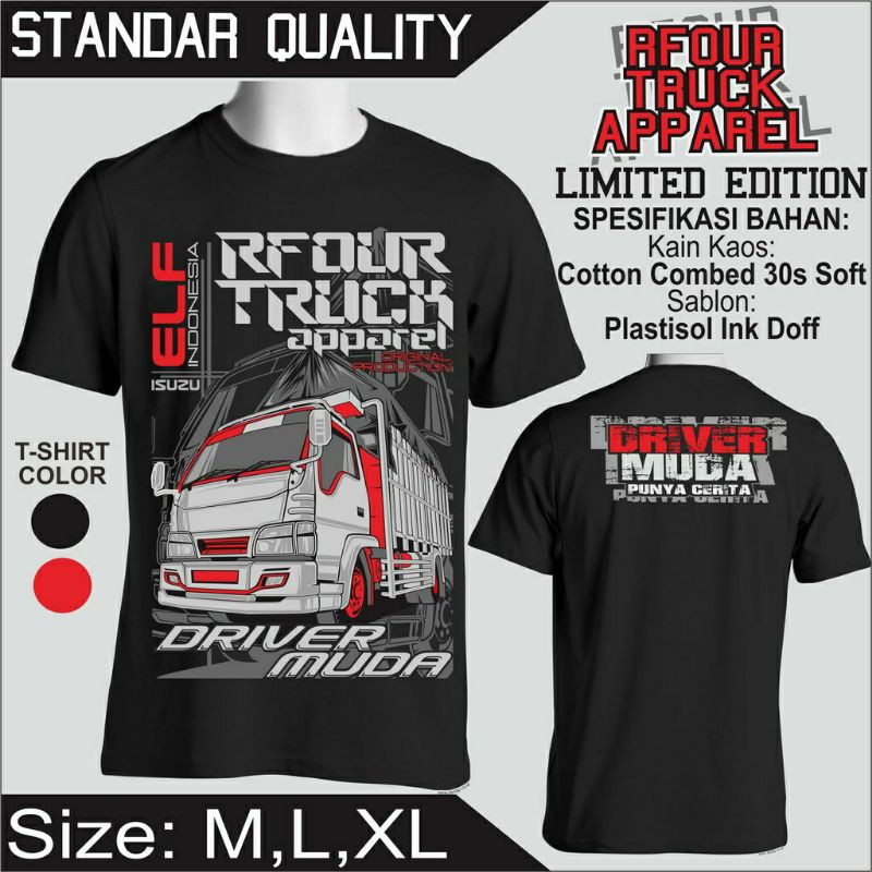 KAOS TRUK RFOUR APPAREL DRIVER MUDA (KIRIM COD)