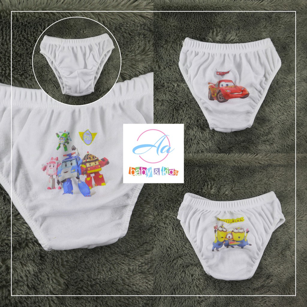 6 PCS Celana Dalam Anak Laki Laki 1-8 Tahun Pakaian Dalam Anak Motif Sablon Premium SNI Celana Dalam