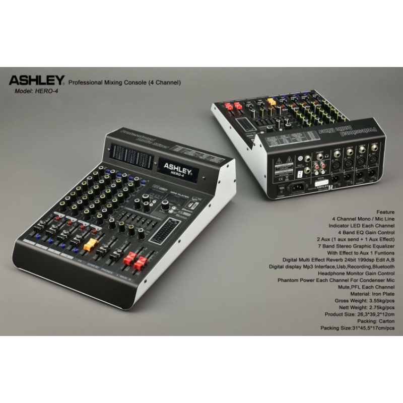 mixer audio ashley hero4 hero 4 4CH soundcard original garansi