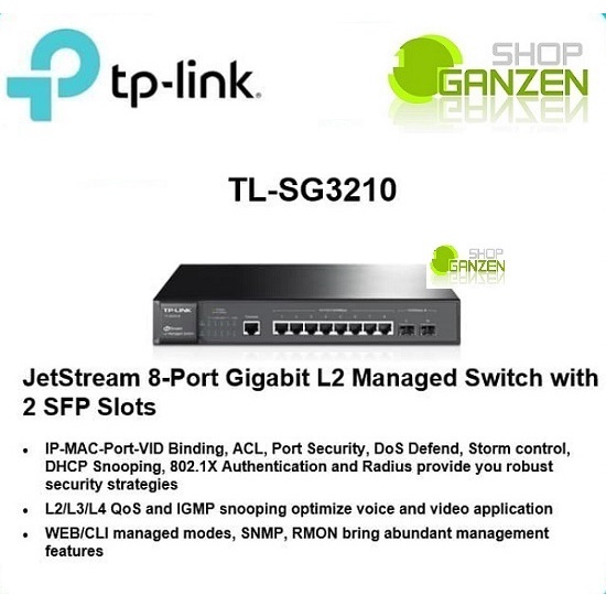 TP-LINK TPLINK TM 8-Port Gigabit L2 Lite Managed Switch 2 SFP Slots TL-SG3210