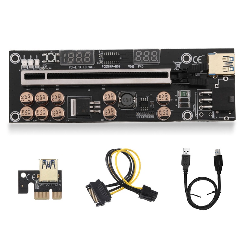 Btsg PCI-E Extender Riser 1x Ke 16x USB 3.0 Kabel Data Dengan Kartu LED PCI-E Adapter