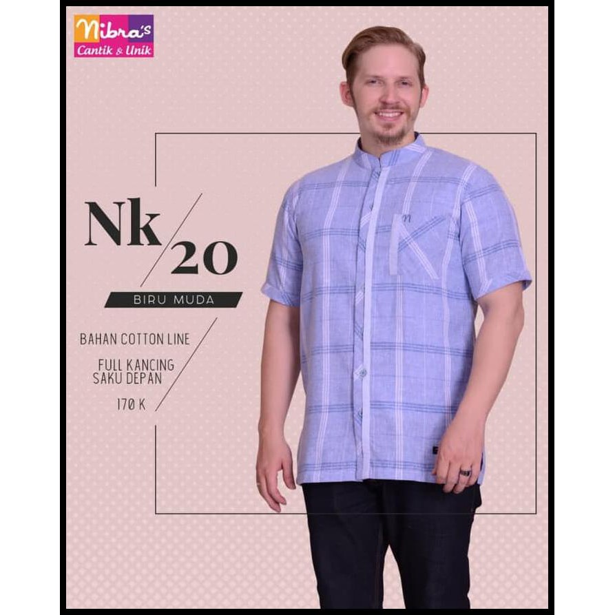 PRODUK BARU KOKO PREMIUM DEWASA NIBRAS NK 20, KOKO PRIA, ATASAN KOKO MUSLIM - BIRU MUDA, XS BAJU