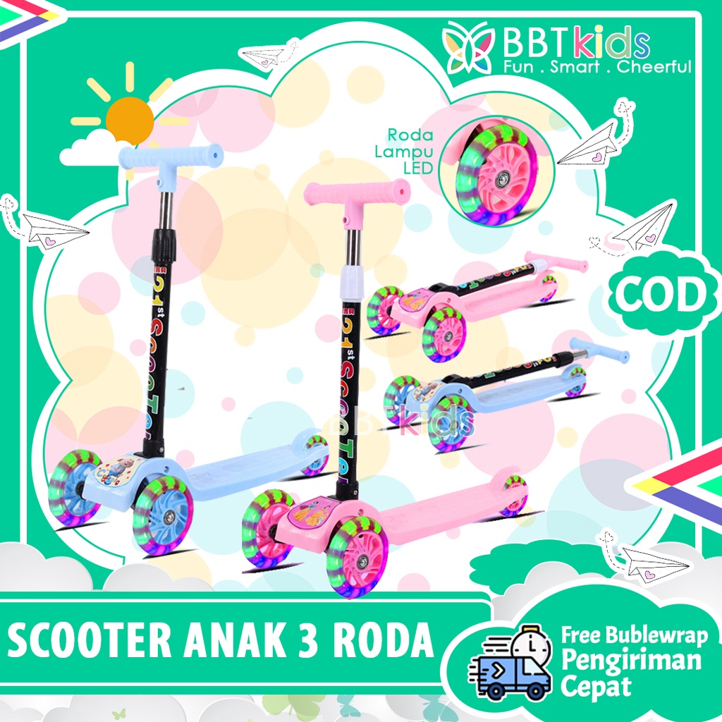 SCOOTER ANAK 3 RODA SKUTER SEKUTER OTOPED KICKBOARD HADIAH KADO ULTAH PERMAIANAN INDOOR OUTDOR LAMPU MENYALA