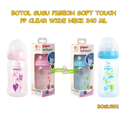 BOSU301 BOTOL SUSU PIGEON SOFT TOUCH PP CLEAR WIDE NECK 240 ML