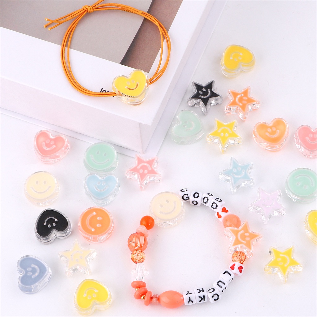 4 pcs Acrylic Smiley Drip Aksesori Untuk Membuat Perhiasan Buatan Tangan DIY Gelang Kalung Gantungan Kunci Aksesori