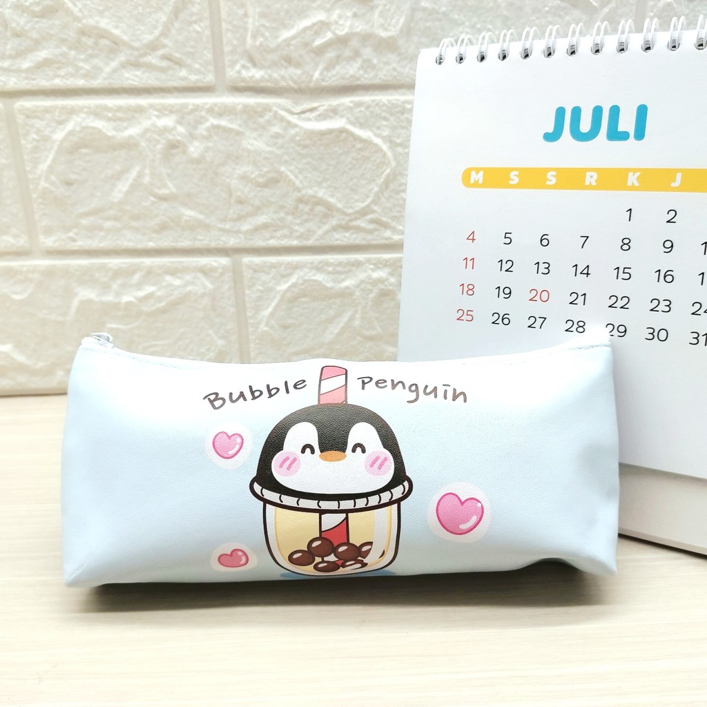 COD KOTAK PENSIL MOTIF LUCU UNIK / TEMPAT PENSIL / KOTAK PULPEN / TEMPAT ALAT TULIS-PENGUIN BIRU