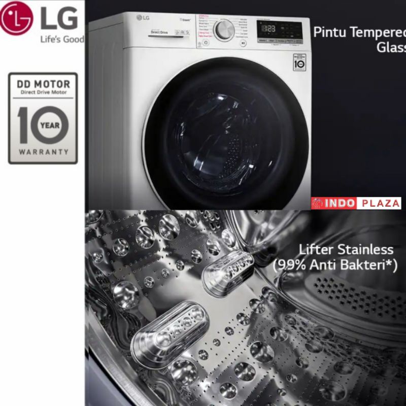 MESIN CUCI LG FRONT LOADING FV-1285S3WS 8.5 KG STEAM &amp; SMART THINQ WIFI