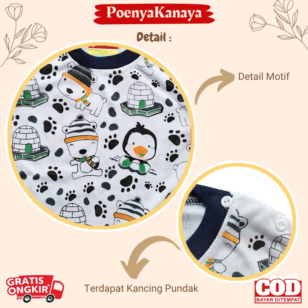 Setelan Baju Bayi Piyama Pendek PINGUIN Viori Size 6-18 Bulan STL45