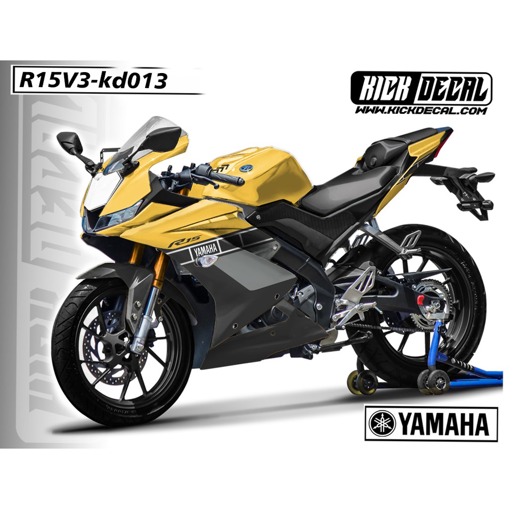 STICKER DECAL YAMAHA R15 V3 KUNING HITAM - KD012