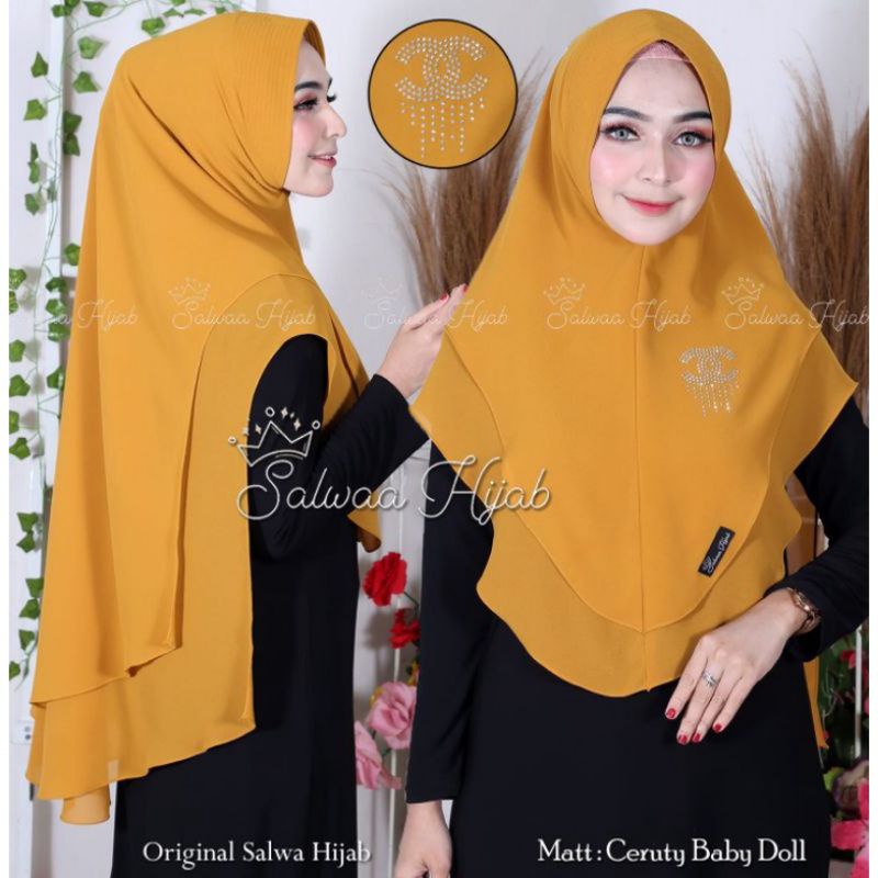 Hijab Khimar Oval Sahla Swarosky Payet Chanel Standar/Hijab 2lyer oval.bahan ceruty babydoll