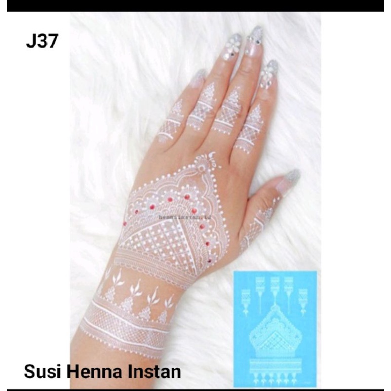 Henna Instan Putih Henna Pengantin Henna Tempel Henna Tatto Henna Sticker  Free Gliter