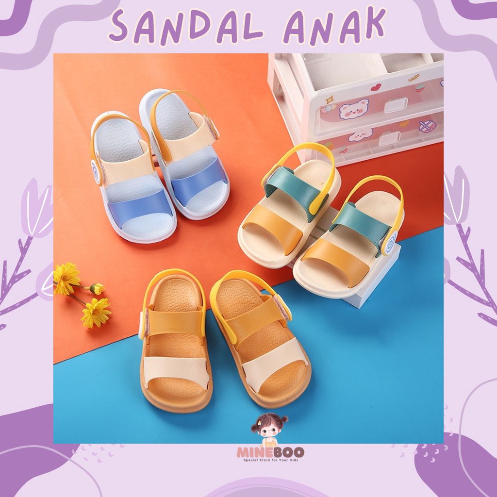 mineboo BROWNIZ 22+2 Sandal Anak Perempuan Bahan Karet Model Lucu 3-8 Tahun Import