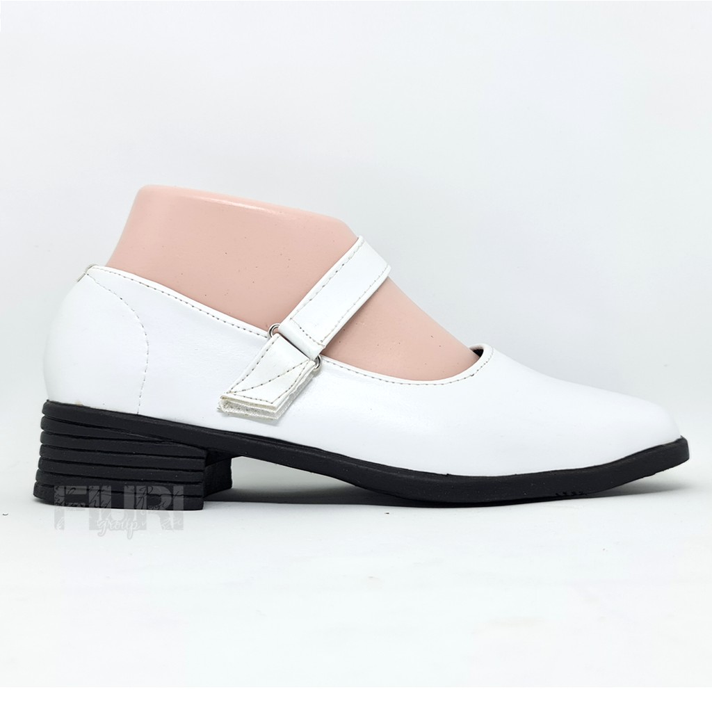 FIURI - SEPATU PANTOFEL WANITA PUTIH 36-43 BERTALI SLIP ON HAK 3CM - SEPATU SEKOLAH PERAWAT SUSTER BIDAN PASKIB HAK TAHU 3 CM UPACARA PASKIBRA - SEPATU FORMAL PEREMPUAN SD SMP SMA PELATIHAN OSPEK KERJA KANTOR RESMI KULIT IMITASI MURAH PROMO DISKON