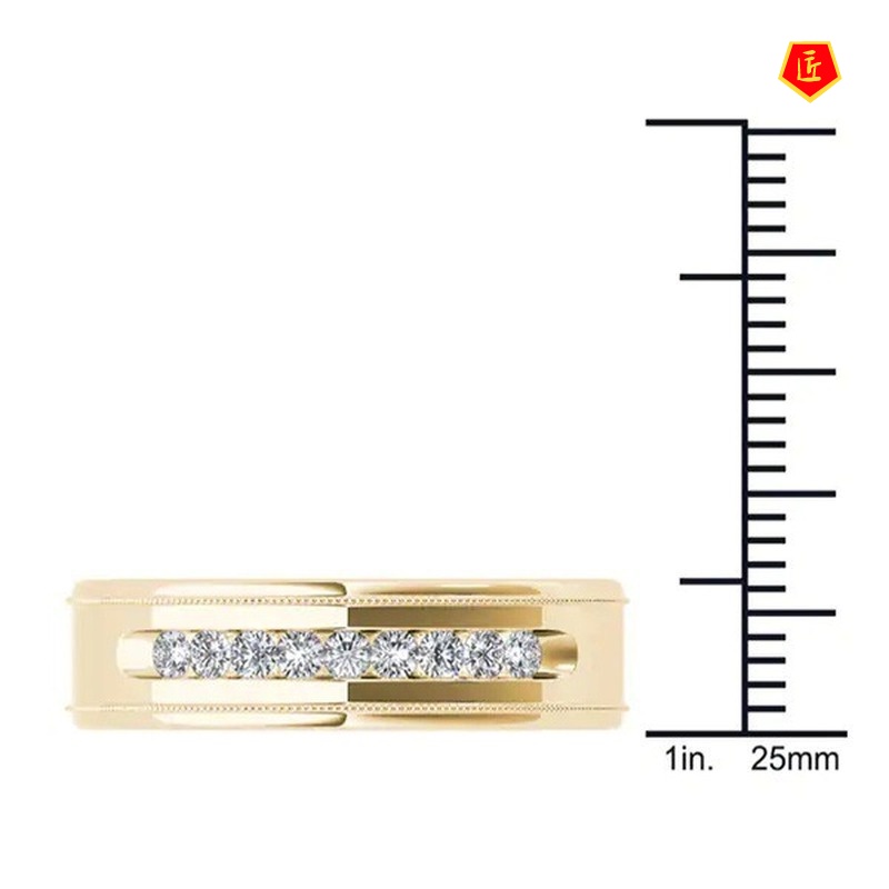 [Ready Stock]14K Golden Bright Single Row Diamond Ring Fashion Simple