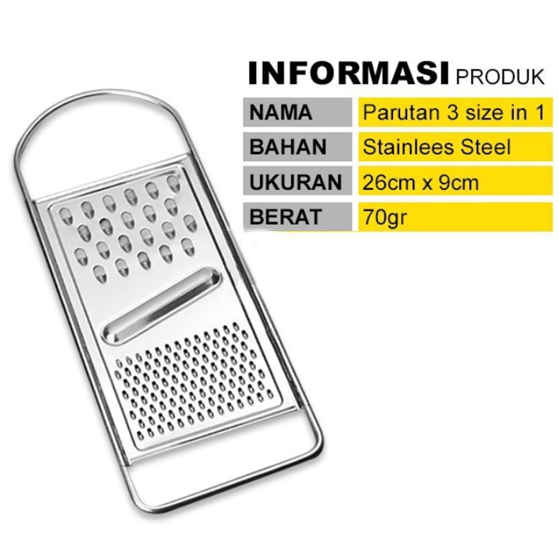 (NCS) Parutan Keju BESAR 3 IN 1 Serbaguna Stainless Steel Parutan Buah Sayur Pengiris Pemarut grater Alat Parut Kelapa Bawang Jahe Multifungsi