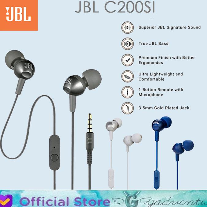 Promo Awal tahun HANDSFREE JBL C200SI In-Ear HEADPHONE HEADSET JBL C200SI ORIGINAL - Biru Cuci