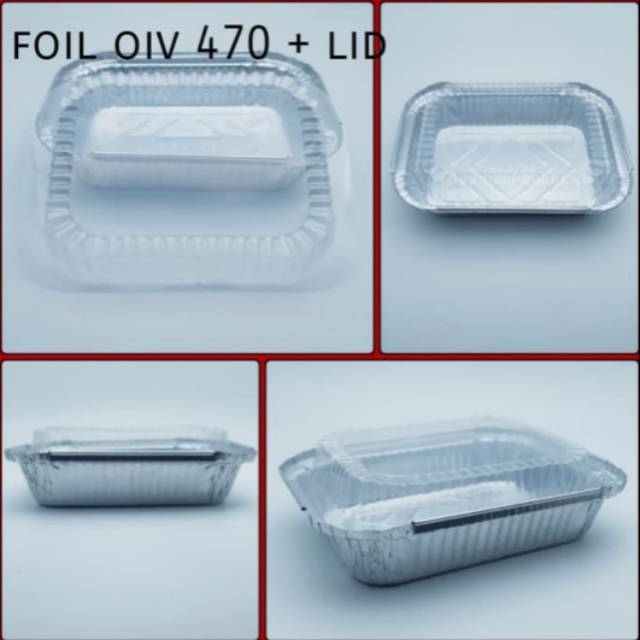 Wadah/cup aluminium foil kotak Oiv 470 + tutup