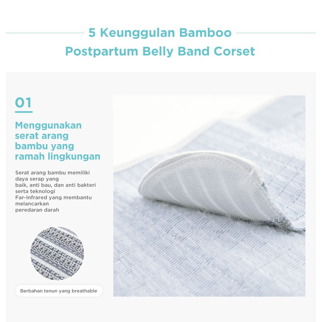 Mooimom Bamboo Postpartum Belly Band Corset Grey Korset Pelangsing Pasca Melahirkan